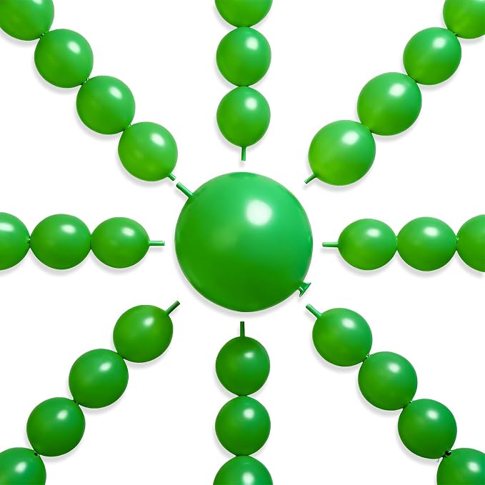 PartyWoo Green Linking Balloons 100pcs 6 Inch Green Link Balloons | by PartyWoo