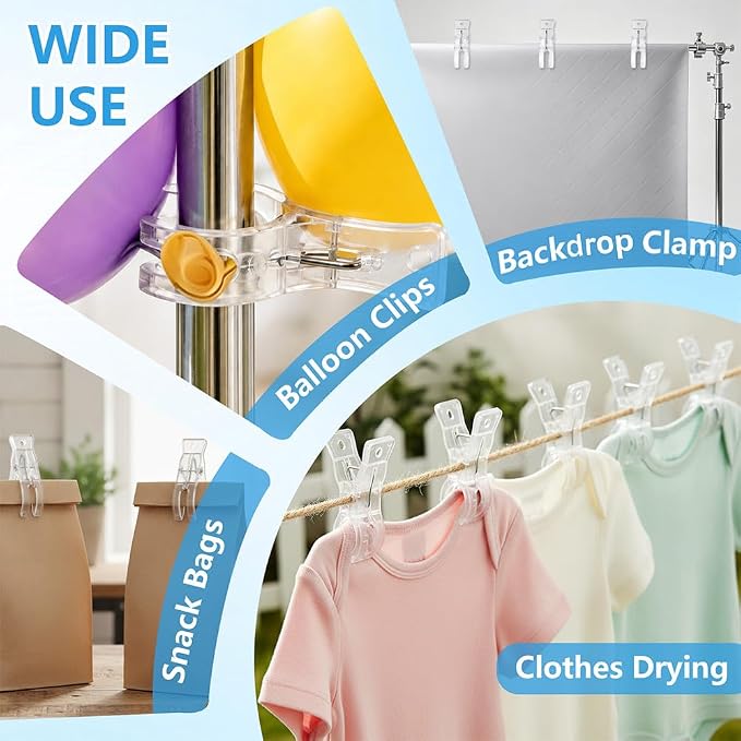 30 Pcs Large Balloon Clips, 3.5" Transparent Heavy Duty Spring Clips - Image 7