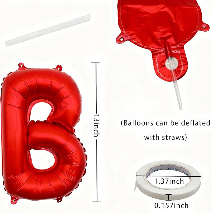 Red Happy Birthday Balloon Banner -16 Inch Mylar Foil Letters Balloons - Image 2