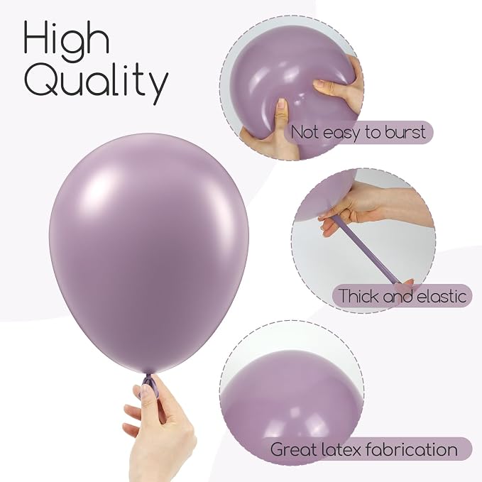 Awenztech 122pcs Dusty Purple Latex Balloons in 18 12 10 5 inches | Boho - Image 2