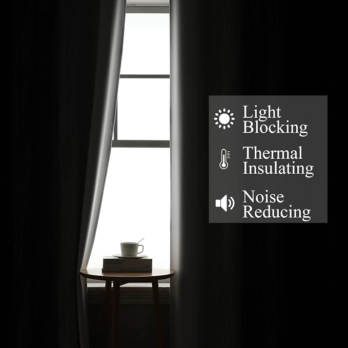 Ombre Greyish White Black Blackout Curtains & Drapes 63 Inch Length 2 Panels - Image 3