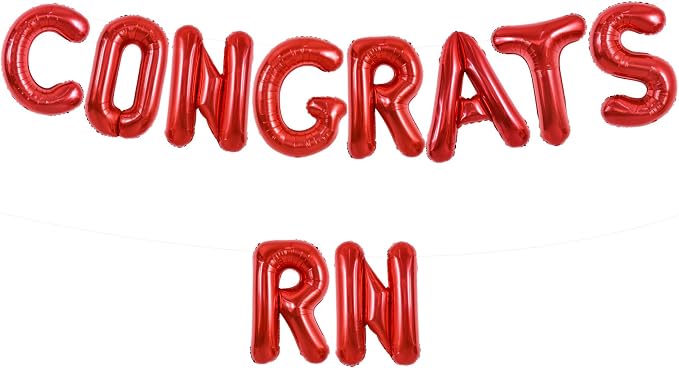 TONIFUL 2026 Nurse Graduation Decorations Red Congrats RN 2026 Balloons 16 Inch by TONIFUL