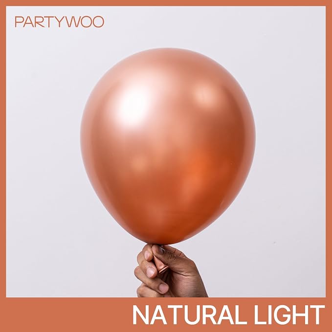 PartyWoo Rose Gold Balloons 50pcs Metallic Chrome Rose Gold Color | 12 Inch - Image 2