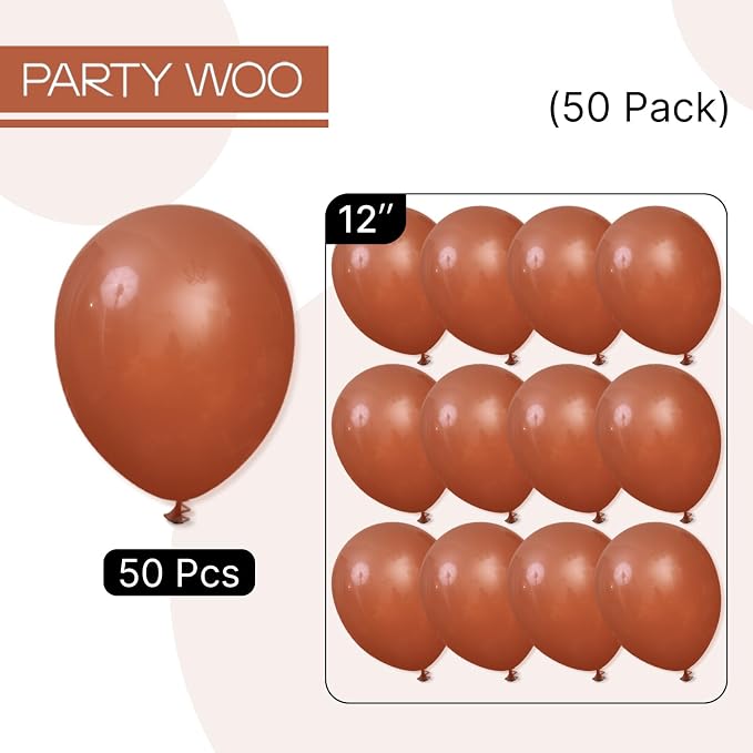 PartyWoo Dark Brown Balloons 50pcs Boho Neutral Coffee Tan Color | 12 Inch - Image 8