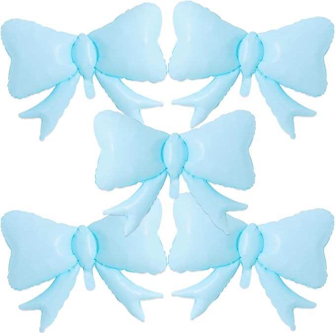 Vuzvuv 5 Pcs Big Blue Bow Balloons, 30 Inch Foil Bow Balloon by Vuzvuv