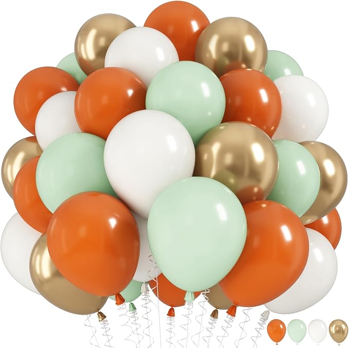 Fall Balloons Set, 12 Inch Thanksgiving Balloons, Retro Burnt Terracotta Rust by HILAVO