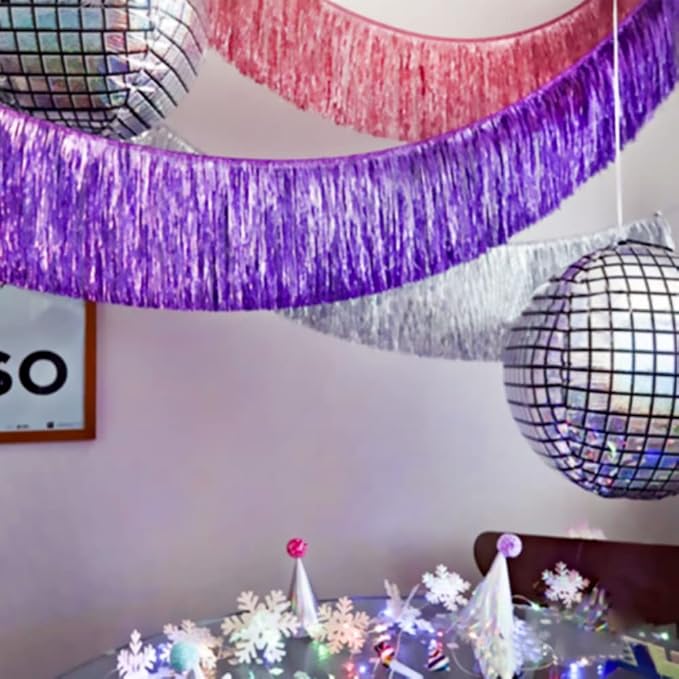 Premium Shiny Purple Fringe Tinsel Garland - Image 2