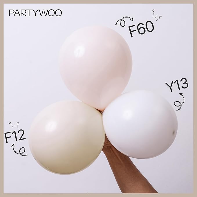 PartyWoo Beige Balloons 100pcs Boho Cream Ivory Neutral White Color | Balloons - Image 4