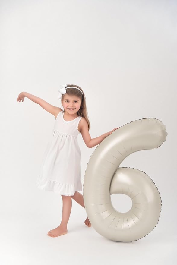 8 Number Balloons Cream 40 Inch Foil Balloon - Image 4