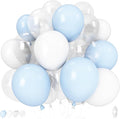 Pastel Blue and White Balloons, 12 Inch 35PCS Light Baby Blue Pearl White by Govpy
