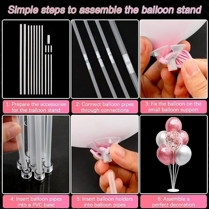 Balloon Stand kit 4 Sets 10 Pcs Balloon Arch Kit Balloons Sticks - Image 5