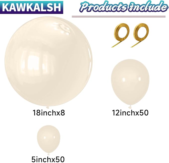 Sand White Balloon Arch Kit 111Pcs 18 12 5 Inch Latex Party Balloons Garland - Image 2