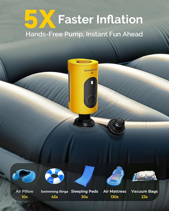 Portable Air Pump for Inflatables, 4000mAh Ultra Fast Air Mattress Pump - Image 3