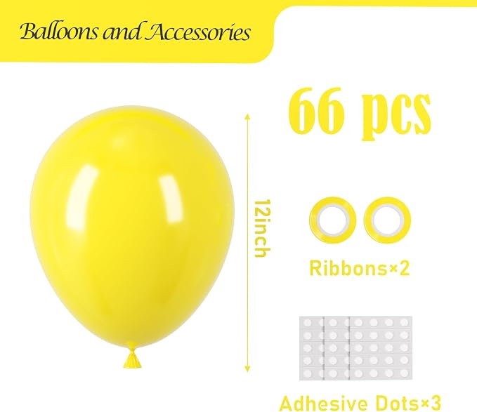 Voircoloria 66pcs Yellow Latex Party Balloons, 12inch | - Image 2