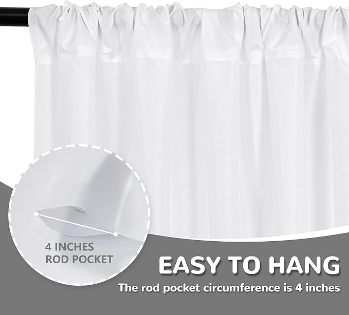 10 feet x 10 feet White Backdrop Curtains Valentine's Day Birthday Party - Image 6