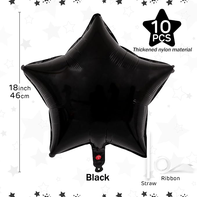 Black Star Balloons 18 Inch - Image 3