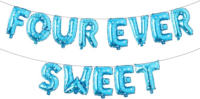 Four Ever Sweet Birthday Decorations, 4 Four Years Old Fourth 4th Girl Boy by RUIANSI