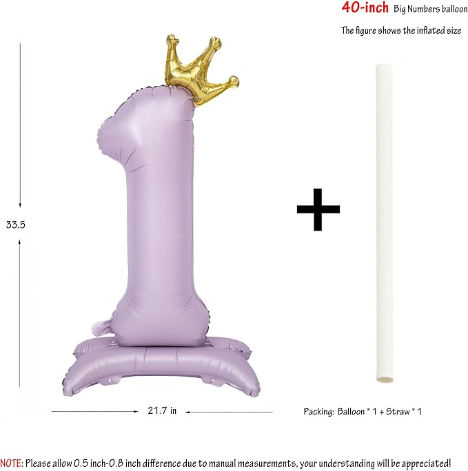 Standing Purple Crown Number 1 Balloon 40In Pastel Purple Crown 1 Balloon | - Image 2