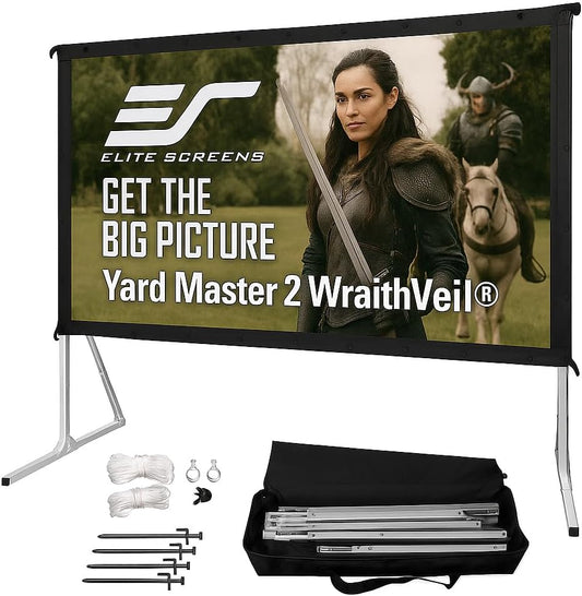 Elite Screens Yard Master 2 WraithVeil Projector Screen 180-INCH 16:9 Front and Rear 4K/8K Ultra HD Active 3D HDR Movie Screen, OMS180H2-DUAL