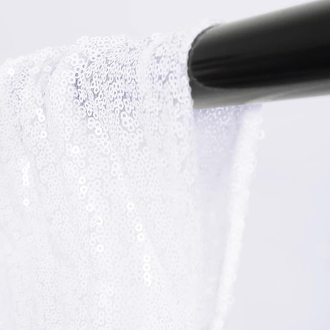 Eternal Beauty White Sequin Backdrop Curtains, 4 Panels 2x8FT | 3mm Sparkle - Image 8