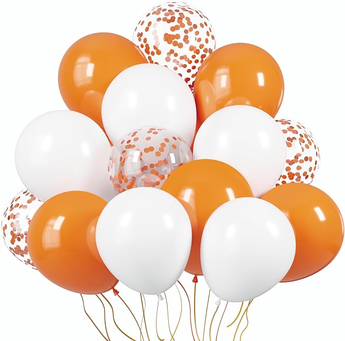 KBZVNAF Orange and White Latex Balloons 60 Pack 12 inch | Orange White Confetti by KBZVNAF