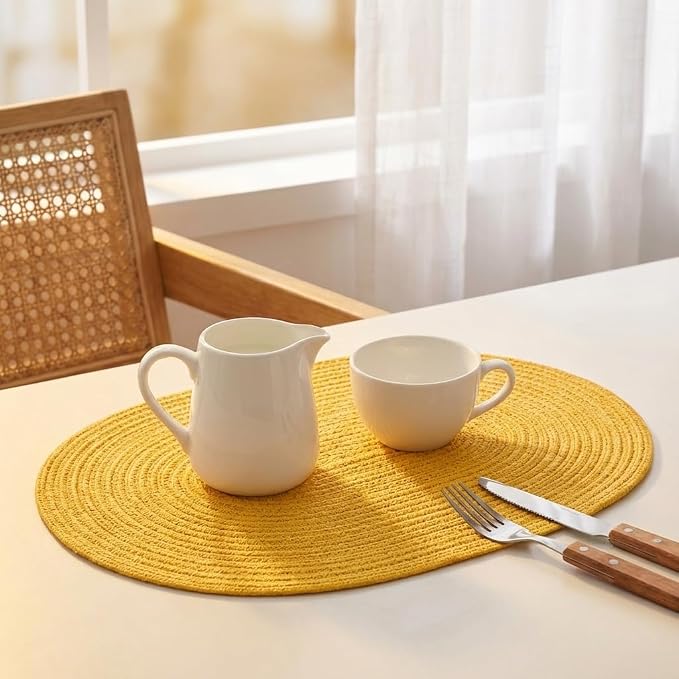 Placemats Set of 8, Woven Oval Braided Dining Table Mats | 12 x 17.5 Inch Size - Image 5