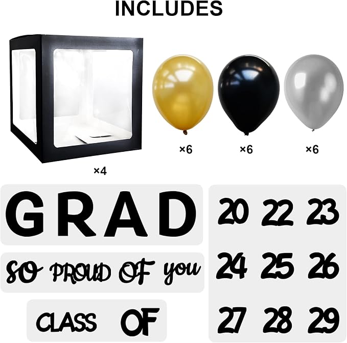 Class Of 2026 Graduation Decorations Black Graduation Balloon Box Kit, - Image 4