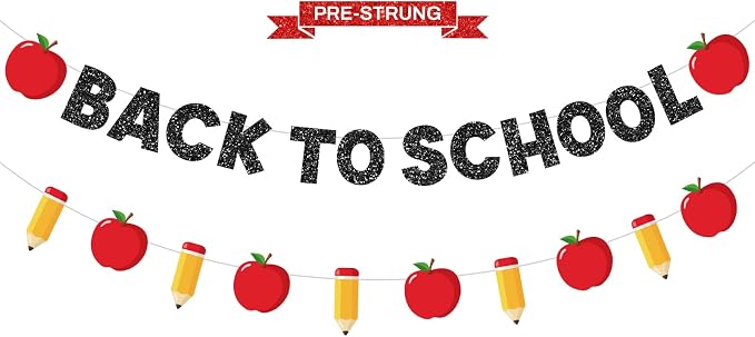 Back to School Decorations, Pre-Strung Back to School banner by Wakeys