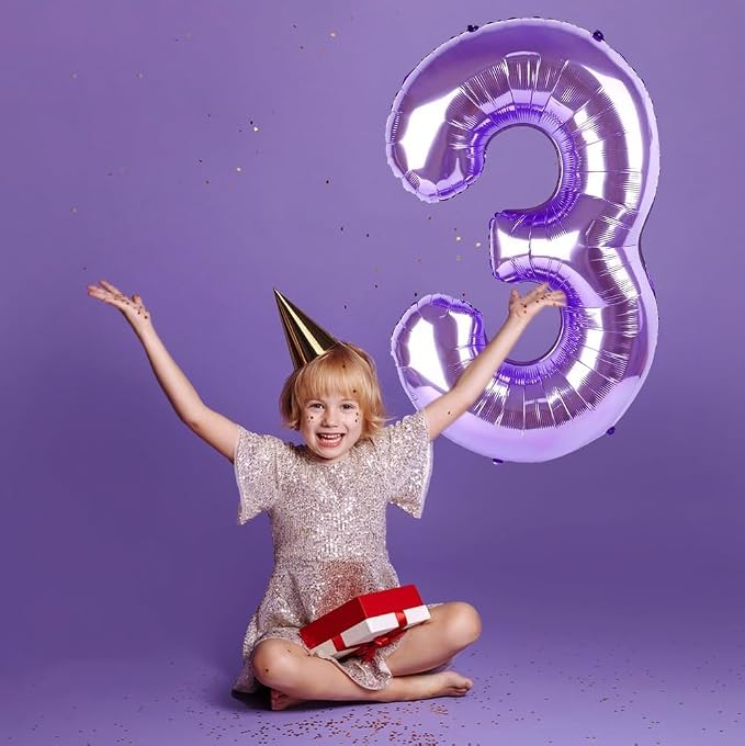 Purple Number Balloons, 40 Inch Purple Balloon 3.3 Helium Balloon 3th Birthday - Image 4