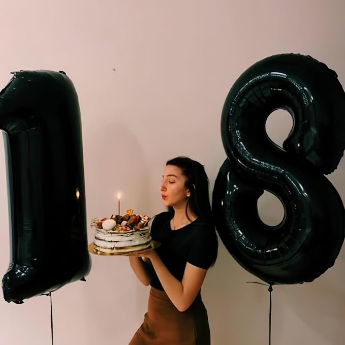Large Black Mylar Foil 18th Birthday Balloons - Image 4