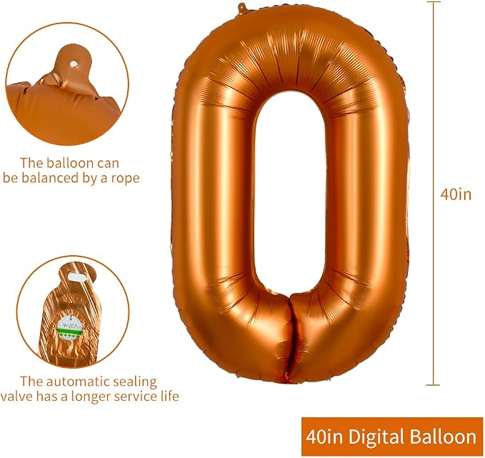 TONIFUL 40 Inch Orange Large Numbers Balloon 0-9 Birthday Party Decorations - Image 2