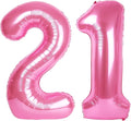 Pink Number 21 12 Balloon 40 inch, Numbers 21 12 Birthday Balloons by Upgesy