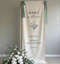Personalized Baby Shower Welcome Banner, Linen Fabric by Custom