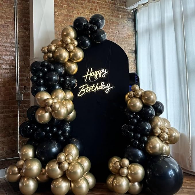 Lukiituke Black and Gold Balloons, New Years, Retirement, Graduation Decorations - Image 9