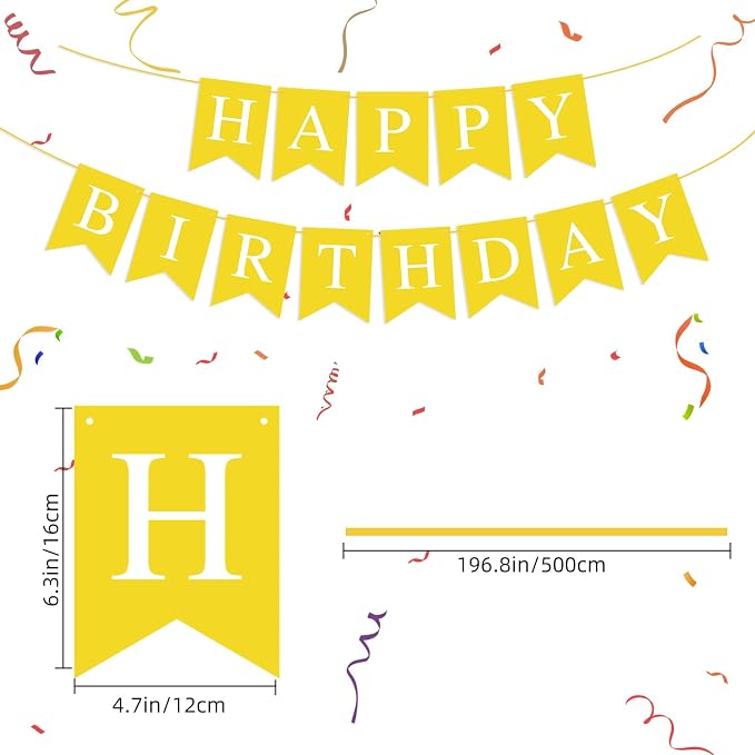 Yellow Happy Birthday Banner Sign - Image 2