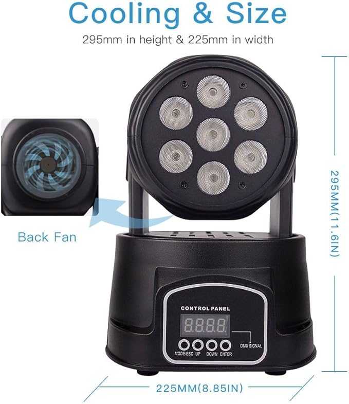BETOPPER DJ Lights Moving Head, 7x8W RGBW Sound Activated/DMX Lighting, Moving Head Lights for Stage, Party, Live, DJ, Bar, Disco Lighting (2 Packs)