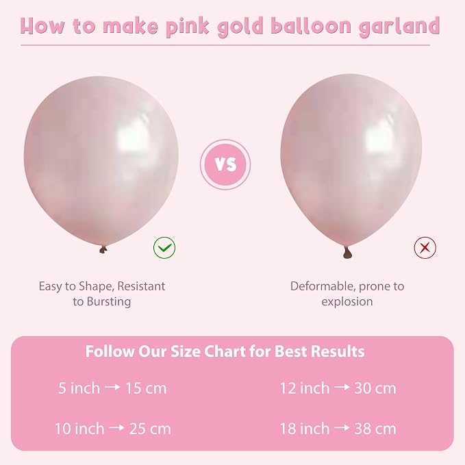 Double Stuffed Pearl Pink White Gold Balloon Arch Kit 119 Pcs | Sweet 16 - Image 6