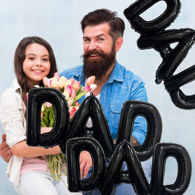 Black Dad Balloons Father's Day Balloons Conjoined Dad Foil Balloon Letter - Image 6