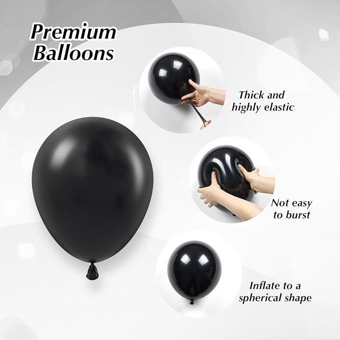 12inch Black and Silver Balloons - Image 3