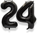 AULE 40 Inch Black Number Balloon 24 Foil 0-9 Birthday Big Numbers | Birthday by AULE