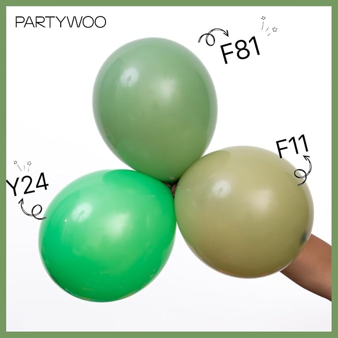 PartyWoo Sage Green Balloon Arch Kit 142pcs Dusty Boho Green Balloons | Olive - Image 4