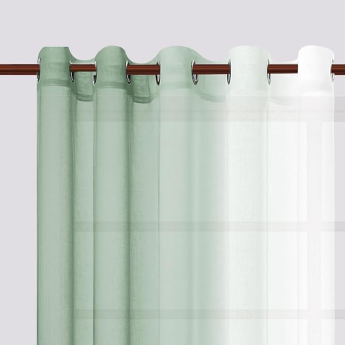 DWCN Ombre Faux Linen Sheer Curtains - Image 5