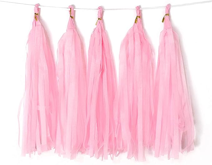 Pink Tissue Paper Tassel DIY Hanging Paper Decorations Party Garland by Binpeng