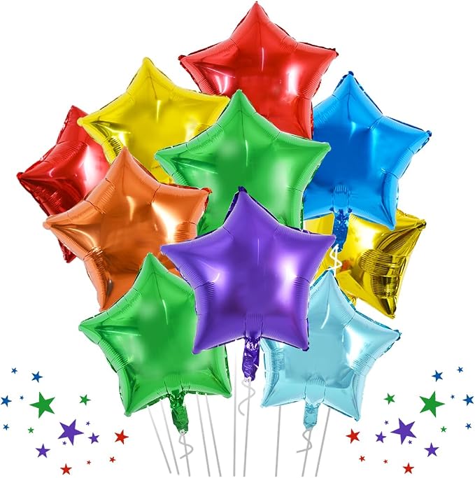 TONIFUL 30 Pcs Star Shaped Balloons 18 Inch Large Rainbow Foil Balloons | by TONIFUL