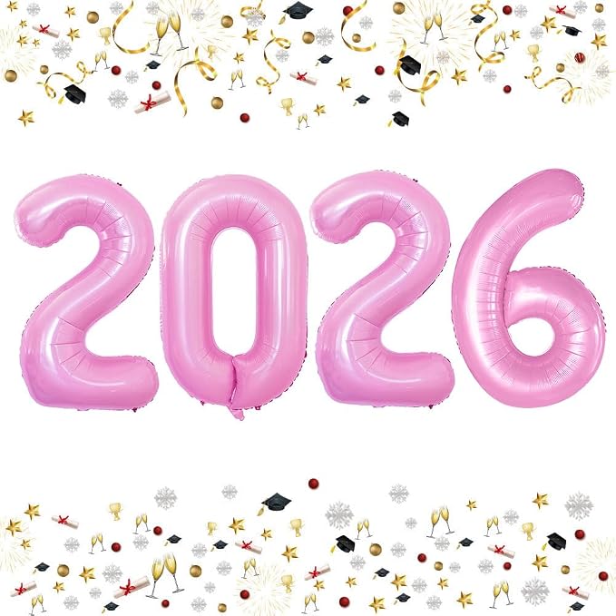 42 Inch 2026 Light Pink Foil Number Balloons by GOER