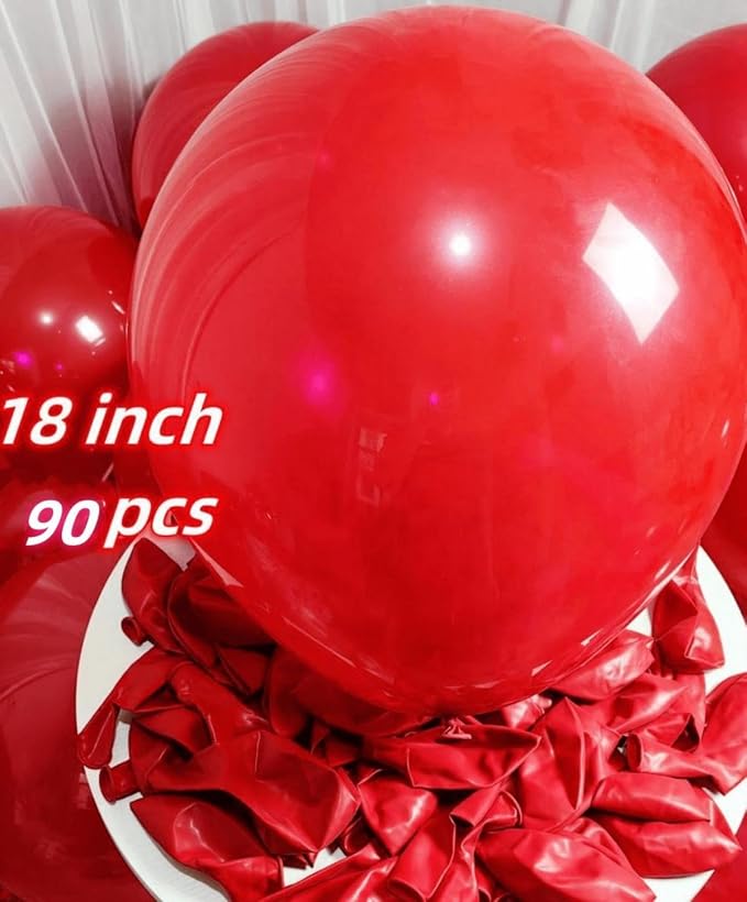 90 Pack Red Balloons 18 inch Red Latex Party big Balloon Bulk - Image 2