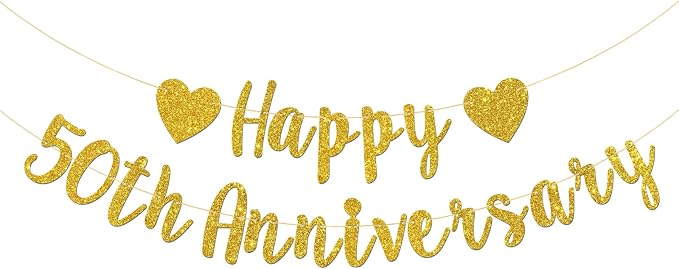 Happy 50th Anniversary Banner, 50th Wedding Anniversary, 50th Birthday by Talorine