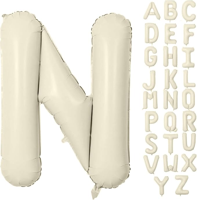 Letter Balloon 40Inch Cream White Big Alphabet Balloons Letter N | Giant Foil by YUNSHANGMO