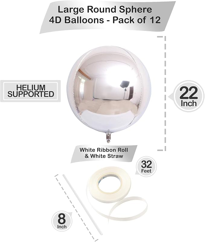 KatchOn Metallic Silver Balloons - Image 2