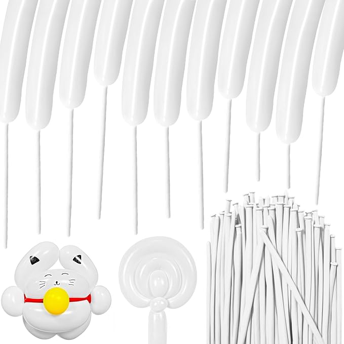 100Pcs White 260 Balloons, Skinny Long Balloon by HYKJNBW